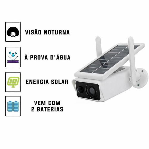 Câmera de Segurança Solar Wifi a Prova D'agua Full HD