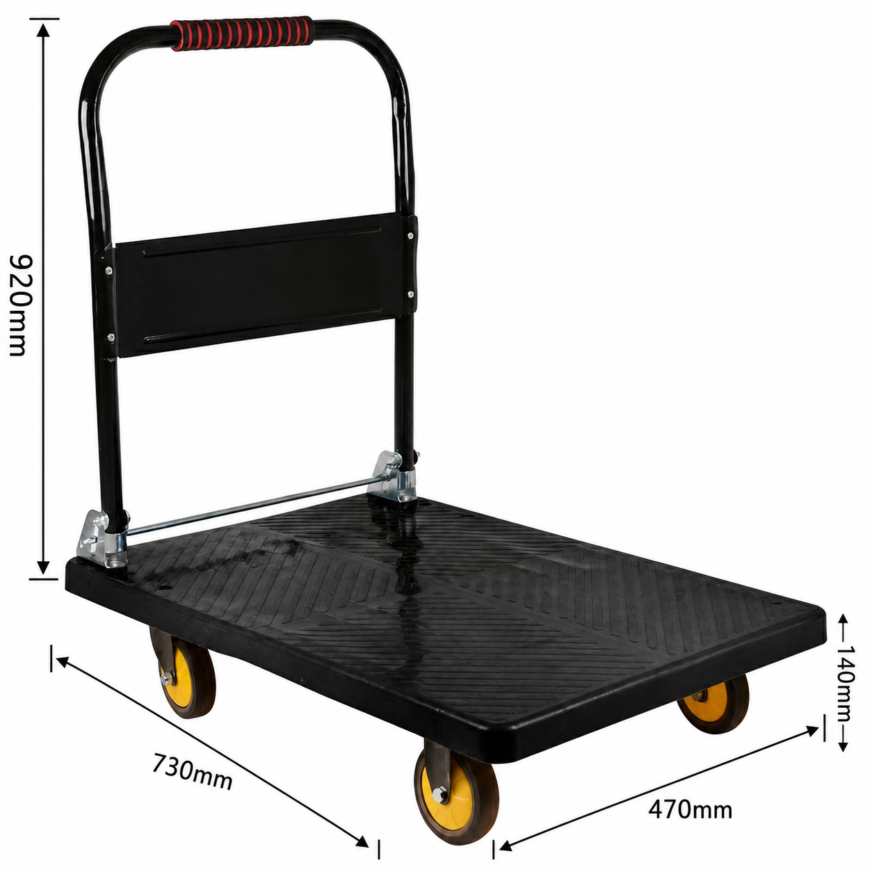 Carrinho Plataforma de Carga Dobrável Industrial 400kg em Aço Carbono com Rodas PU