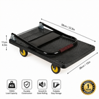 Carrinho Plataforma de Carga Dobrável Industrial 400kg em Aço Carbono com Rodas PU