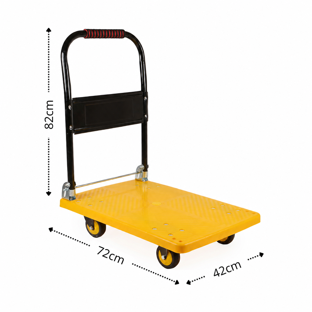 Carrinho Plataforma de Carga Dobrável 150kg em Aço Carbono com Rodas PU
